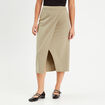 Jupe midi droite vert kaki femme