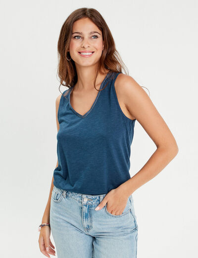 Débardeur sans manches bleu femme