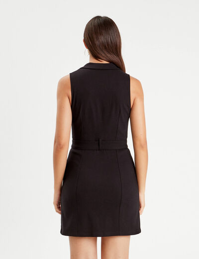 Robe évasée sans manches noir femme