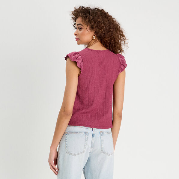 Blouse sans manches prune femme