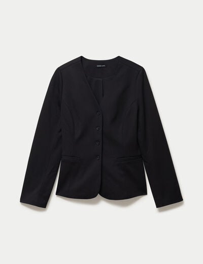 Blazer cintr&eacute; manches longues stretch noir femme