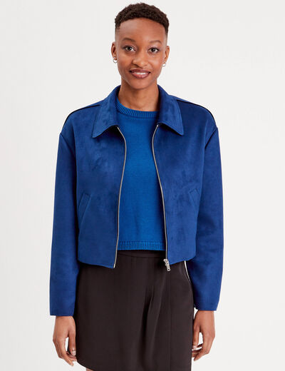 Veste zippée oversize bleu electrique femme