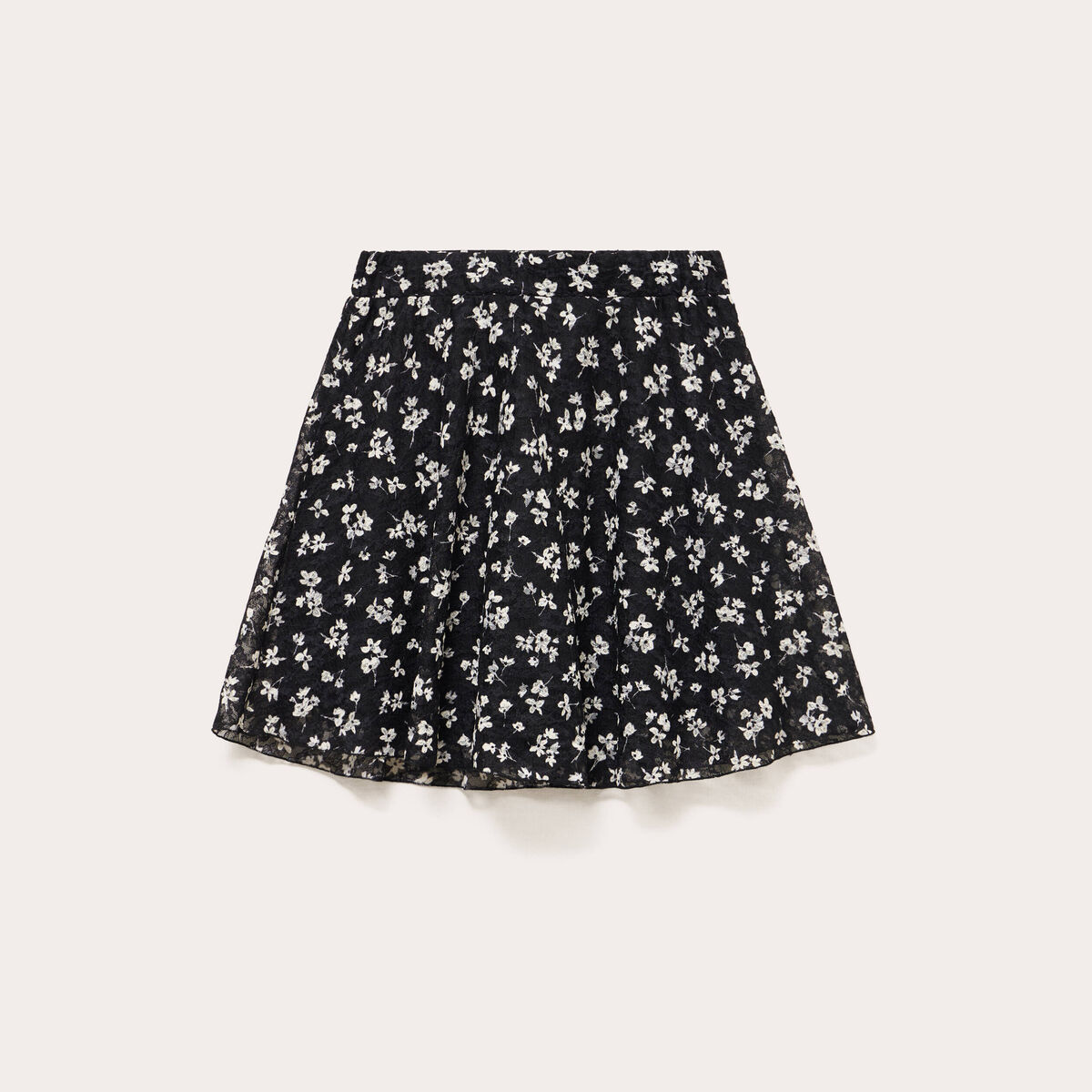 Jupe courte &eacute;vas&eacute;e en voile doubl&eacute;e noir femme