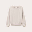 Sweat duveteux col rond manches longues sable femme