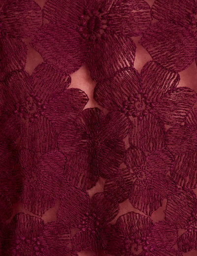 Blouse droite col v en dentelle prune femme