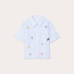 Chemise manches courtes brodée bleu femme