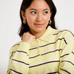 Polo manches longues col chemise jaune clair femme