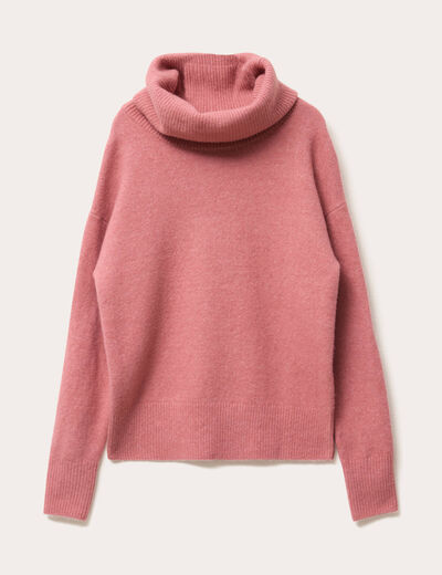 Pull avec col roul&eacute; rose femme