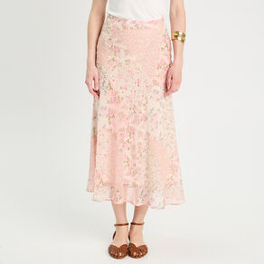 Jupe longue évasée rose pastel femme