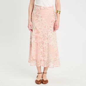 jupe longue evasee rose pastel femme Jupe longue évasée rose pastel femme