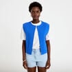 Gilet barman ample cropped pliss&eacute; bleu electrique femme