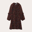 Robe droite volants noir femme