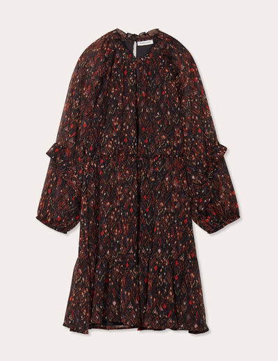 Robe droite volants noir femme