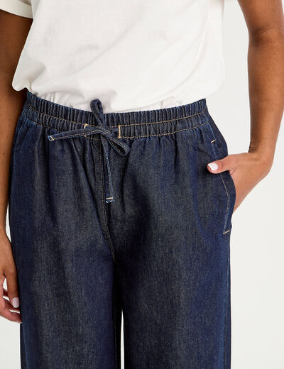 Jeans large taille élastiquée denim brut femme