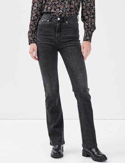 Jeans bootcut taille haute denim noir femme