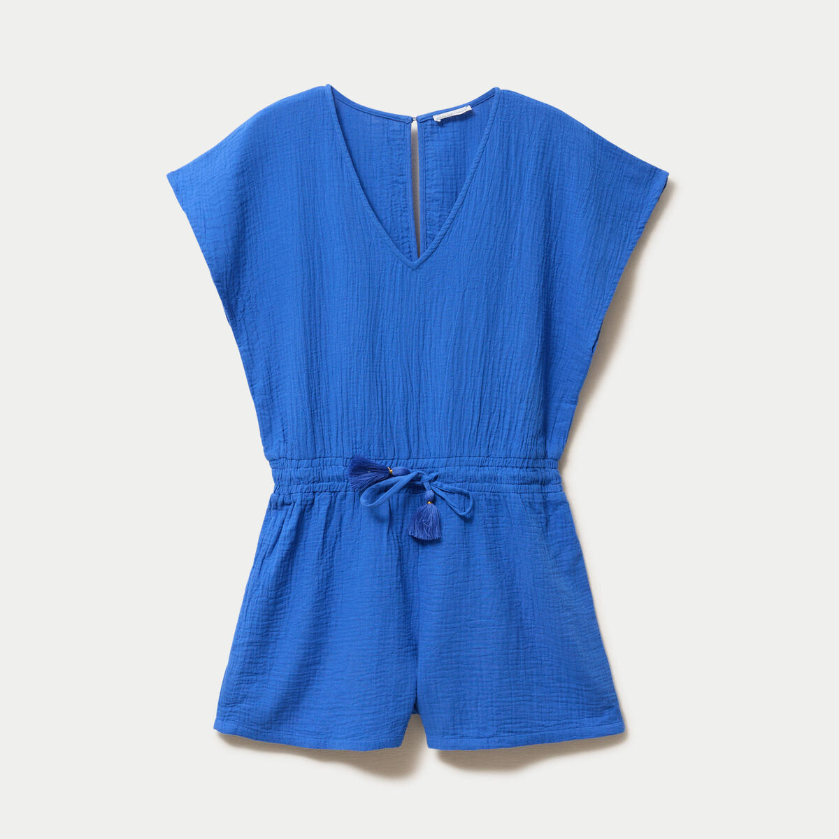 Combishort pliss&eacute; bleu electrique femme