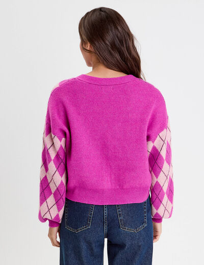 Gilet manches longues rose femme
