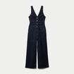 Combinaison jean large sans manches denim brut femme