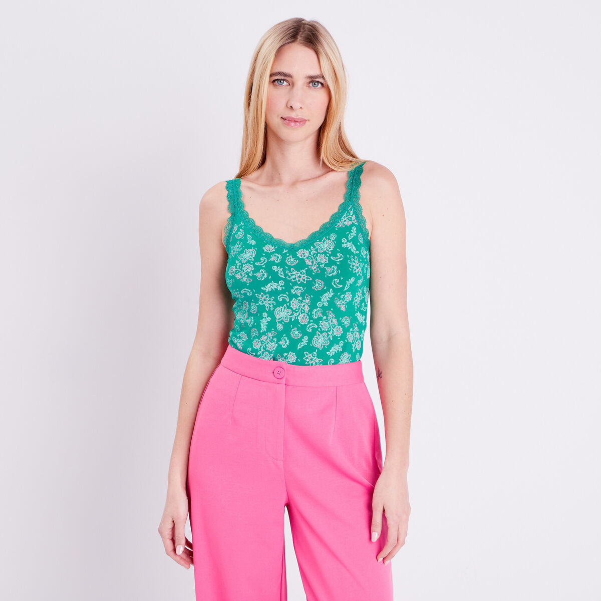 Débardeur bretelles larges vert femme