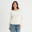 Pull avec boutons épaules ecru femme