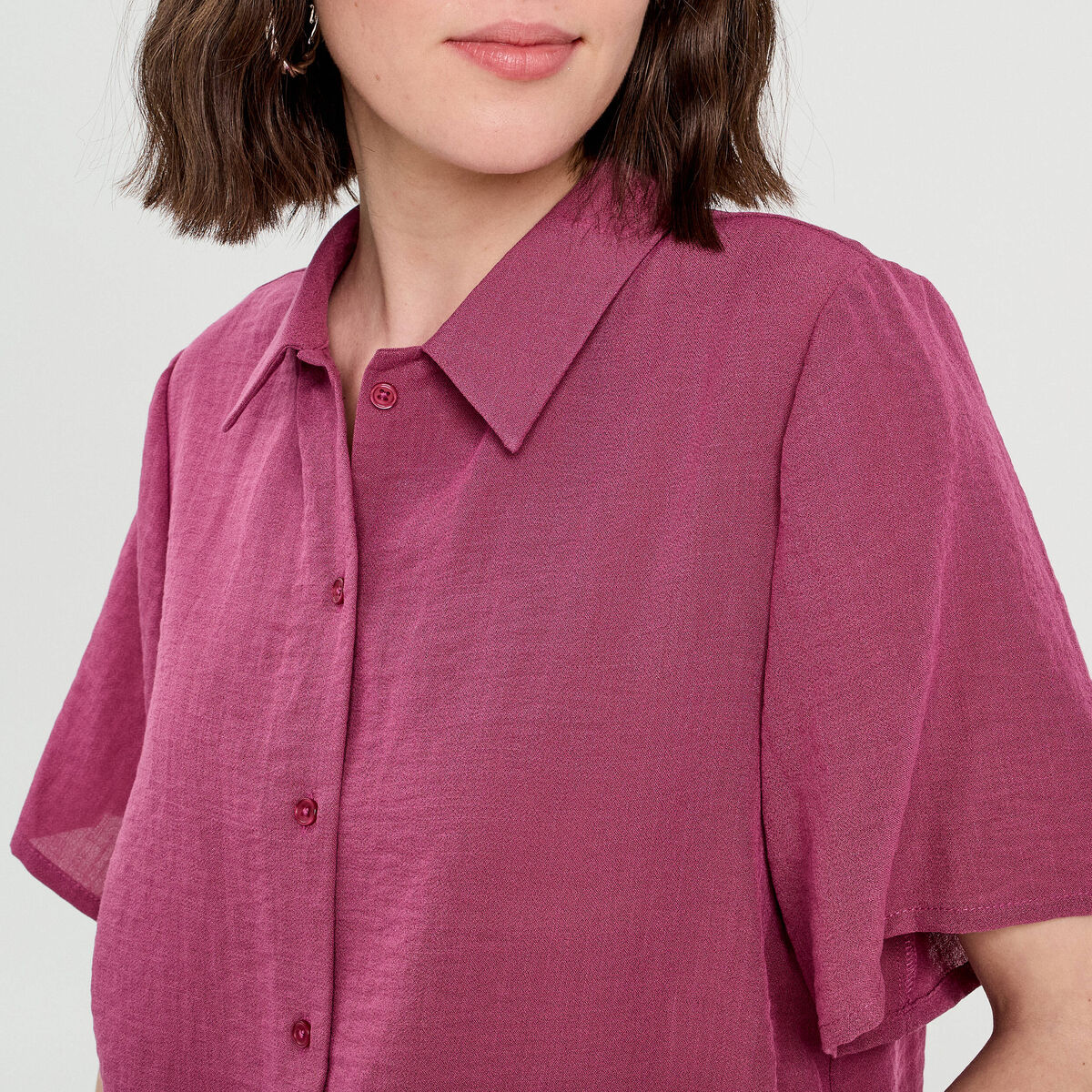 Chemise manches courtes prune femme