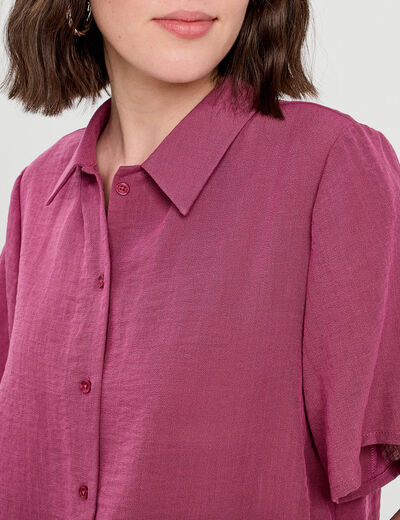 Chemise manches courtes prune femme