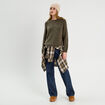 Pull manches longues vert kaki femme