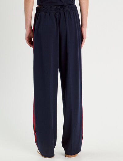 Pantalon large style jogging bleu marine femme