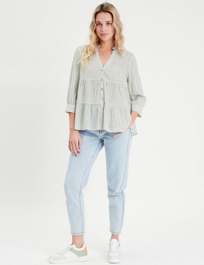 Blouse manches 3/4 vert femme