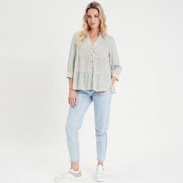 blouse manches 34 vert femme Blouse manches 3/4 vert femme