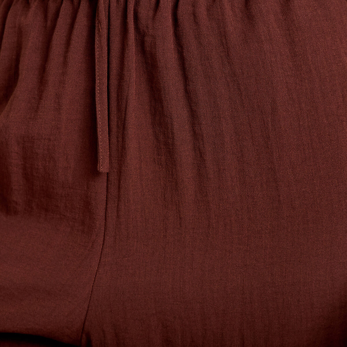 Pantalon large taille haute en cr&ecirc;pe marron femme