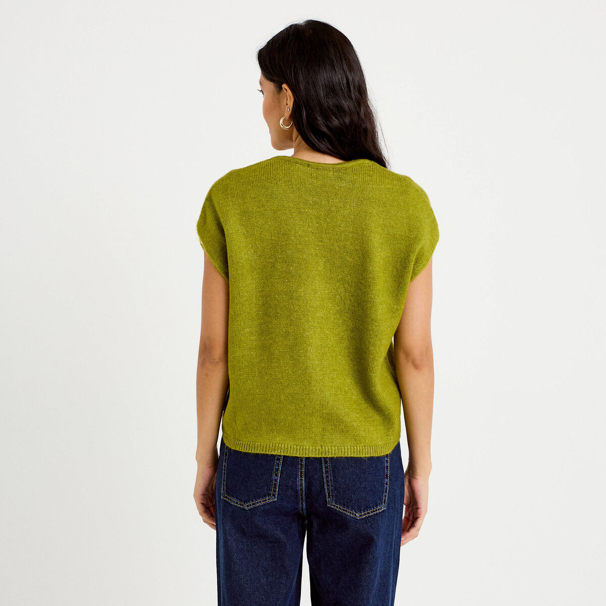Gilet sans manches vert fonc&eacute; femme