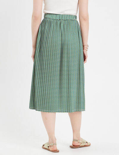 Jupe midi évasée plissée blanc femme