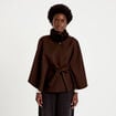 Poncho en fausse fourrure marron fonc&eacute; femme