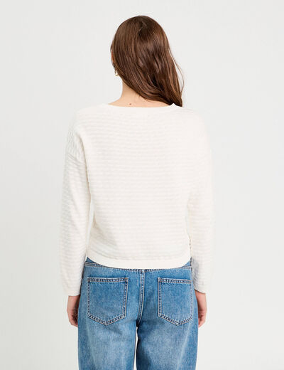 Pull col bateau ecru femme