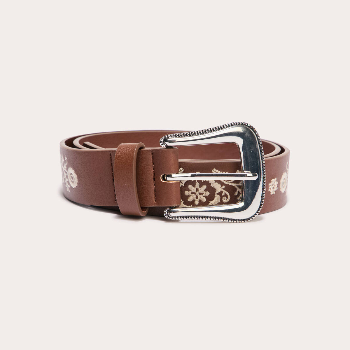 Ceinture brod&eacute;e camel femme