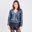 Blouse manches longues gris clair femme