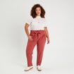 Pantalon paperbag fluide vieux rose femme