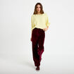 Pantalon bootcut taille haute velours bordeaux femme