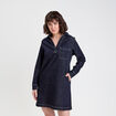 Robe droite courte col v en jean denim brut femme