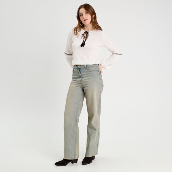 Blouse manches longues ecru femme