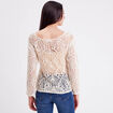 Pull crochet manches longues ivoire femme