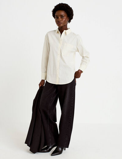 Chemise droite manches longues jaune femme