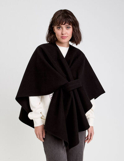 Poncho col V avec passant noir femme