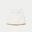 Jupe-short trap&egrave;ze courte en tweed ecru femme