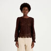 Blouse en dentelle d&eacute;collet&eacute; dos marron fonc&eacute; femme