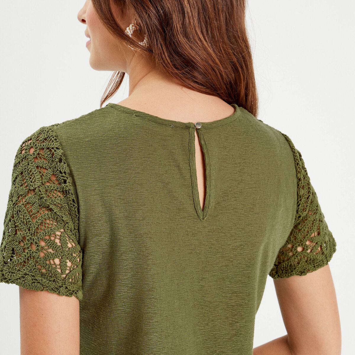 T-shirt manches courtes vert olive femme