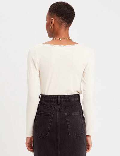 T-shirt manches longues ecru femme