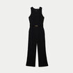 Combinaison large sans manches ceintur&eacute;e noir femme