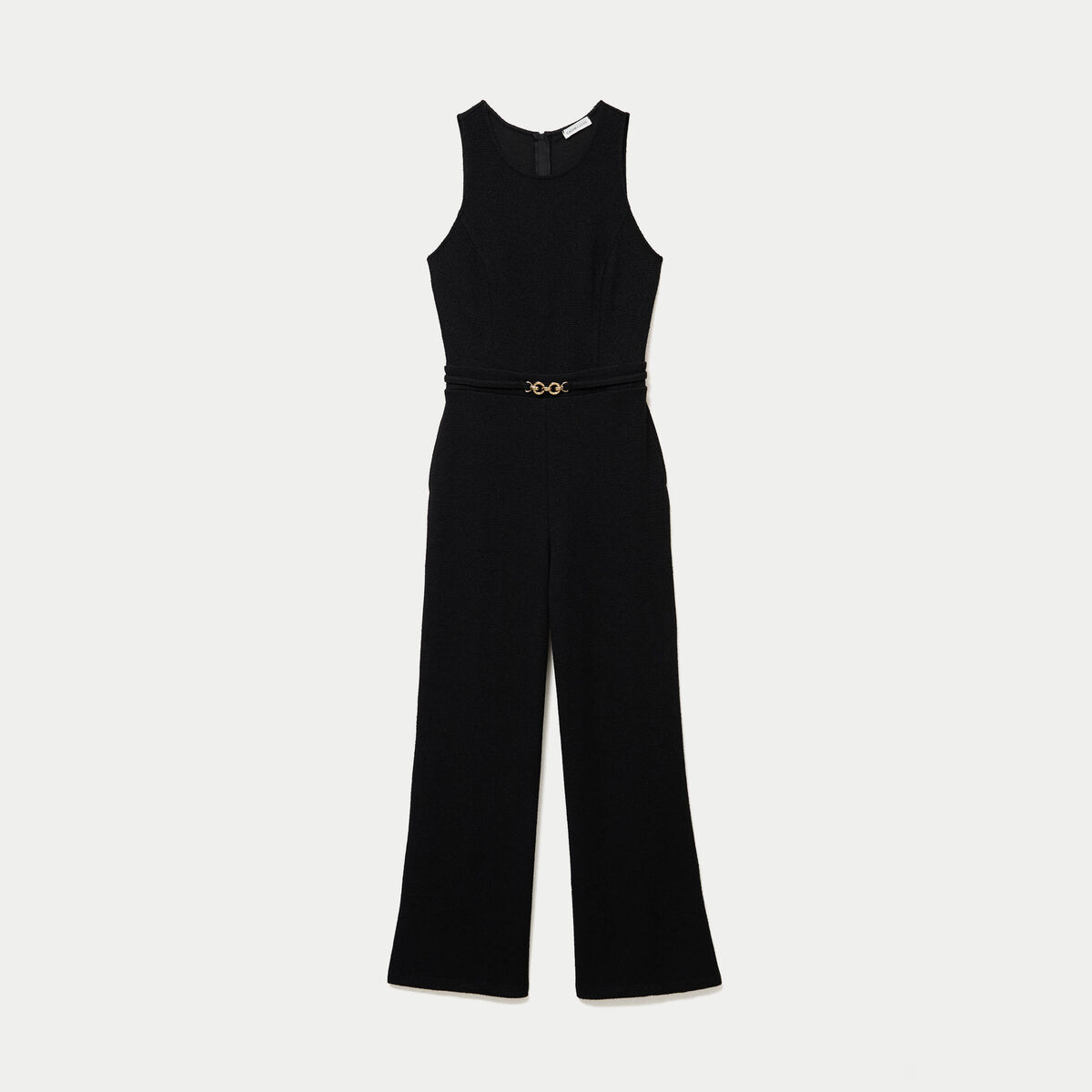 Combinaison large sans manches ceintur&eacute;e noir femme